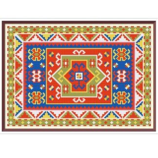 Doll House Carpet Cross Stitch Pattern Kazakh Rug Antique Miniature for Needlepoint Nineteenth Century
