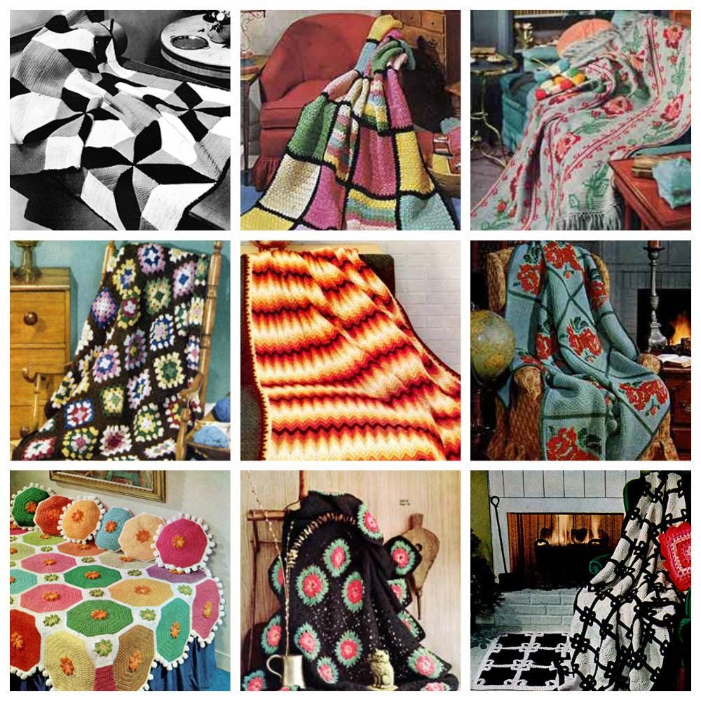 Over 50 Afghans Crochet Pattern Digital Download PDF English Bundle