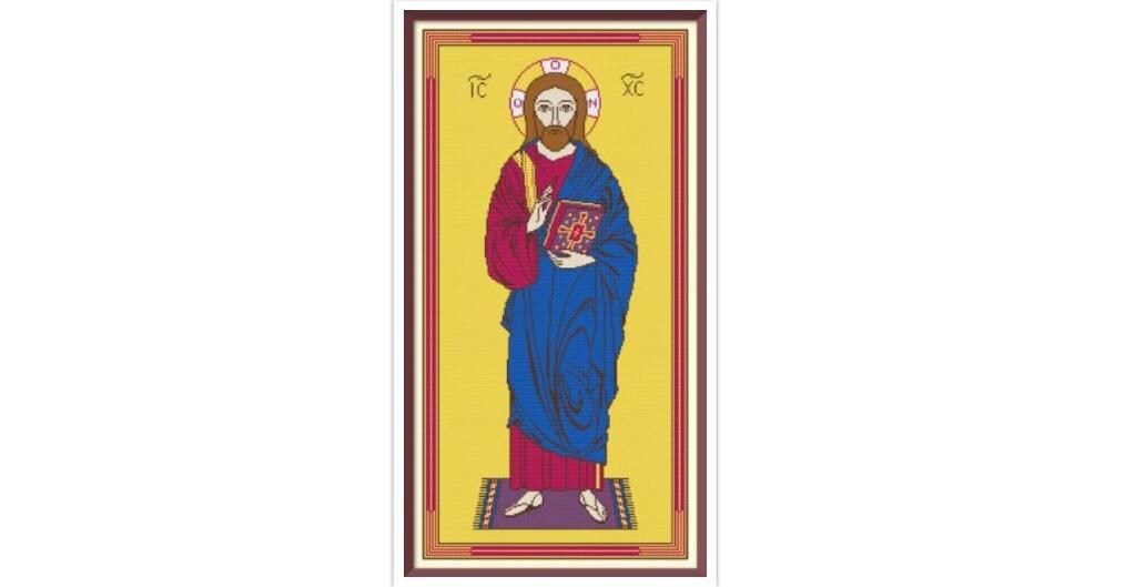 Icon Cross Stitch Pattern Jesus Christ PDF Digital Download Counted Embroidery Pattern