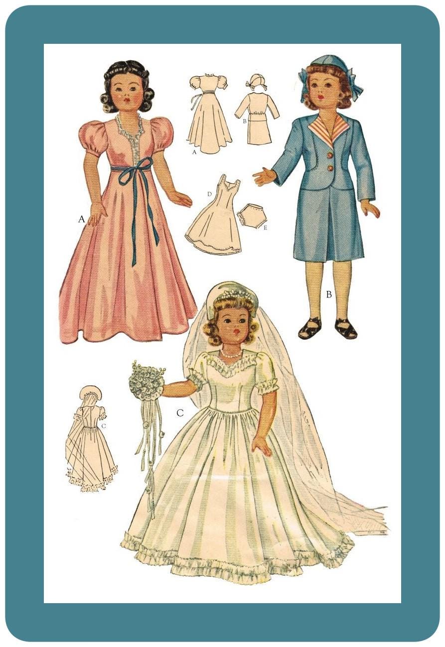 Wardrobe Sewing Pattern Dolls 15" McCalls 1089 Vintage PDF