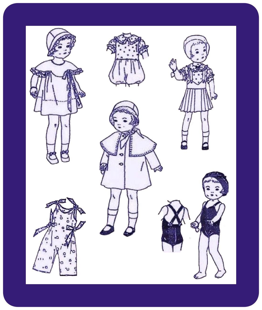 Butterick 442 Sewing Pattern Dolls 10" Vintage Wardrobe PDF