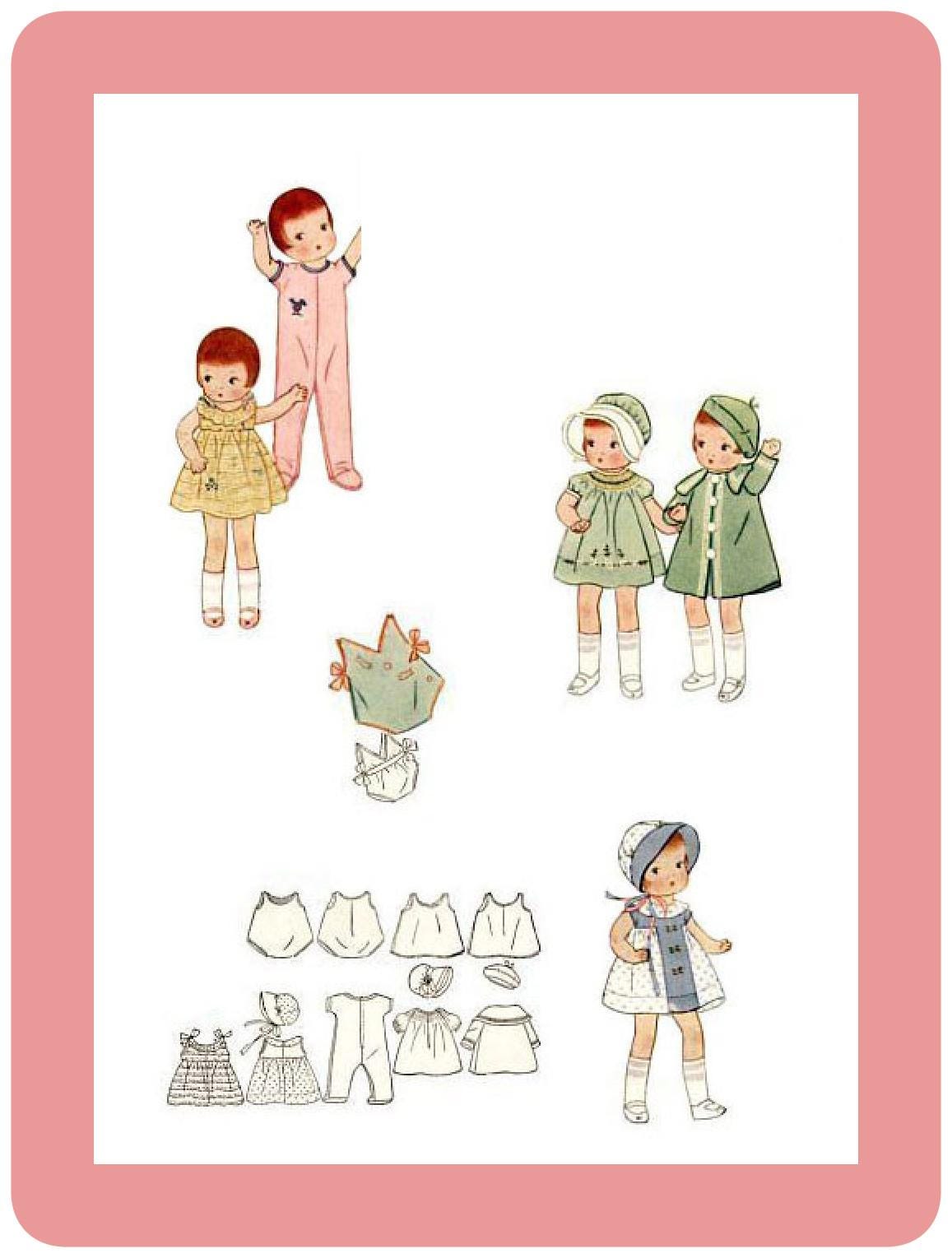 Sewing Pattern Dolls 9" Vintage Wardrobe PDF