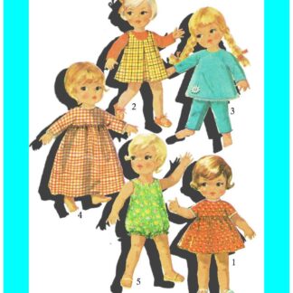 Vintage Sewing Pattern Dolls 9" Simplicity 7400 Wardrobe PDF