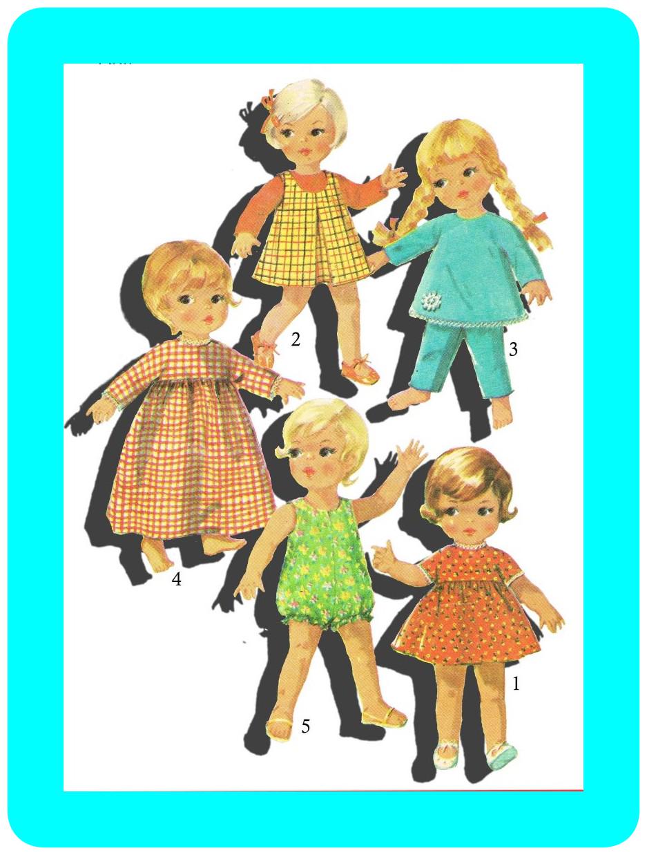 Vintage Sewing Pattern Dolls 9" Simplicity 7400 Wardrobe PDF